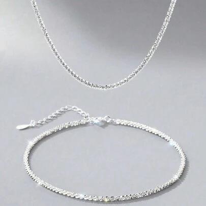 Winglove Bộ trang sức bạc 925 gồm dây chuyền, nhẫn và bông tai, món quà trang sức thanh lịch dành cho phụ nữ.