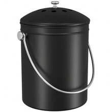 Utopia Kitchen Compost Bin For Kitchen Countertop - 1.3 Gallon Compost Bucket For Kitchen With Lid - Includes 1 Spare Charcoal Filter - Home And Kitchen Essentials - (Silver) - 黑色 - 查看 1