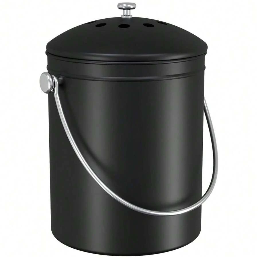 Utopia Kitchen Compost Bin For Kitchen Countertop - 1.3 Gallon Compost Bucket For Kitchen With Lid - Includes 1 Spare Charcoal Filter - Home And Kitchen Essentials - (Silver) - 黑色 - 查看 1
