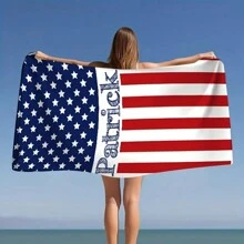 1 stuk strandlaken met Amerikaanse vlag, superabsorberend en snel drogend zwemlaken, lichtgewicht en zacht strandlaken, geschikt voor strand, zwemmen, buiten, kamperen, reizen, ideale strandbenodigdheden, vakantiebenodigdheden, zomerse badkamerdecoratie