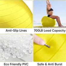 5 Sizes Yoga Ball, Exercise Ball For Pregnancy, Physical Therapy, Balance, Stability, Fitness, Office Ball Chair, Including A Rapid Air Pump, Multiple Solid Colors