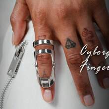 Anillo minimalista de banda estrecha con diseño de alienígena de LUKIYY, de moda y único