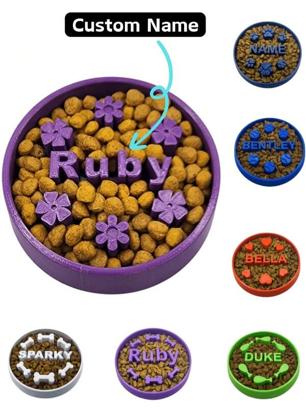 Custom Slow Feeder Dog Bowl - Personalized Dog Bowl With Name - Ideal Slow Feeder For Large And Small Breeds - Unique Design For Healthy Eating Ornamental,Engraved,Stainless Stylish,Fashion,Colorful,Vintage,Cute,Contracted,Cuties Custom,Unique,Customized,Personalized Pet For Anniversaries,For Birthdays