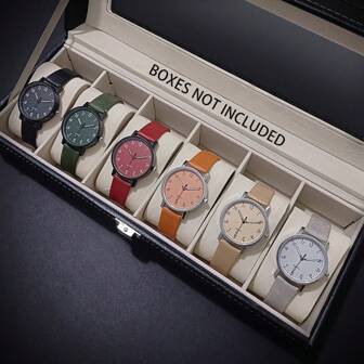 6pcs/Set Women Watches Set Vintage Watch For Women Casual Wristwatch Ladies Clock Pointer Watch Festival Gift Valentine's Day