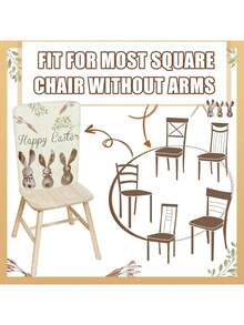 1/4/6 piezas Fundas de silla con estampado de conejo de Pascua, material de felpa corta elástica, decoración del hogar y fiesta festiva