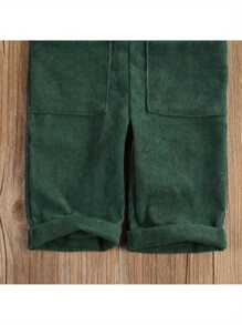 Baby Boy Girl Velvet Overalls Solid Suspender Bib Pants One-Piece Strap Jumpsuit Pocket Fall Winter Outfit