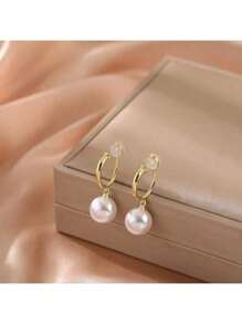 1 paire de boucles d'oreilles à créoles en faux perles , boucles d'oreilles clip-on avec des boucles d'oreilles en silicone élégantes haut de gamme, cadeau d'anniversaire pour les femmes