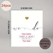 12/24pcs Copywriting Customized Wedding Engagement Party Red Wine Bottle Waterproof Tear-Off Label Stickers