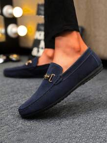 Men's Loafers New Penny Shoes Casual Slip-On Boat Shoes Black Leather Soft Bottom Lightweight Moccasins Flat Dress Shoes Casual Oxfords (Size Up One Size) - Blue - View 4