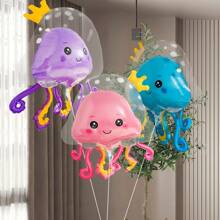 1 pieza Globo con forma de medusa, decoración creativa para fiestas, bodas, ceremonias de graduación y días festivos - Morado - Ver 1