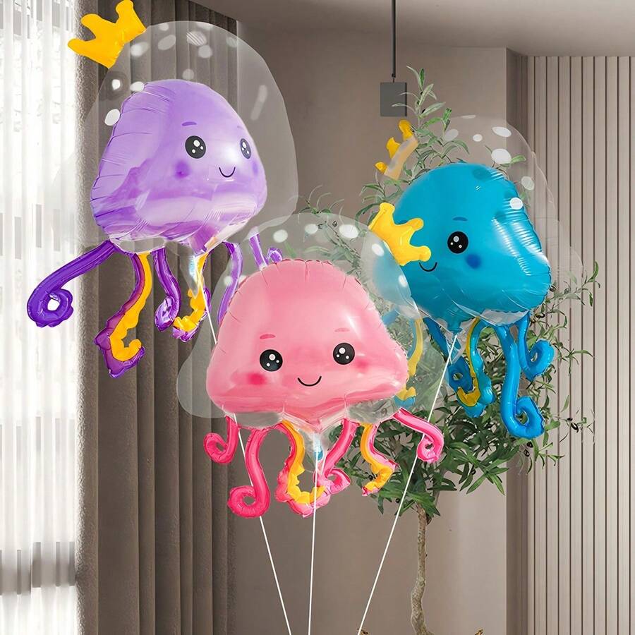 1 pieza Globo con forma de medusa, decoración creativa para fiestas, bodas, ceremonias de graduación y días festivos - Morado - Ver 1