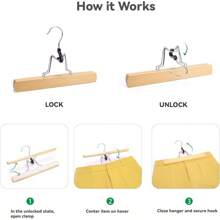 Wooden Pants Skirt Hangers, Smooth Finish Solid Wood Non Slip Jeans Slack Clamp Hangers Hair Extension Hangers(20Pcs Natural)…