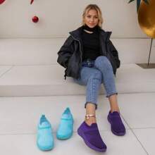 Women's Casual Walking Shoes Striped Mesh Running Tennis Sneakers Lightweight And Comfortable Work Gym Non-Slip Sneakers - Blue - View 1