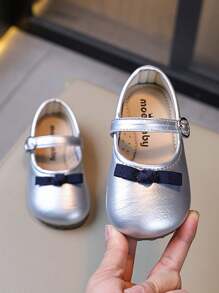 Girls' Leather Shoes, 2025 Spring/Autumn New Fashion Children's Shoes, Little Girl Princess Shoes, Soft-Sole Loafers - Silver - View 4