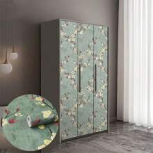 1 rotolo di carta da parati floreale verde e gialla, in PVC impermeabile e rimovibile, autoadesiva, dimensioni 45x500/300/100 cm, adatta per decorare pareti di soggiorno, camera da letto, dormitorio, mobili, tavoli, armadi, facile da installare, idea regalo per compleanni, lauree, decorazione casa, camera da letto, bagno