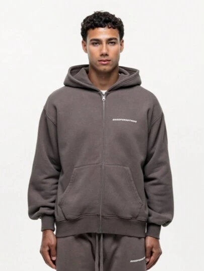 Good for Nothing Vintage tvättad hoodie med dragkedja i taupe