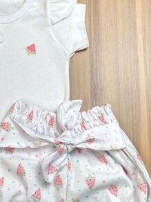 Baby Girl Set Bodysuit + Shorts + Headband - Grey - View 2