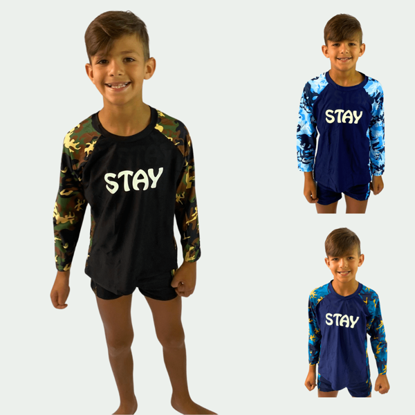 Conjunto de praia Infantil Sunga + Blusa Proteção Solar Uv50 + juvenil