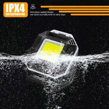 1 pièce Lampe de travail COB avec chargement Type-C, 3 sources de lumière, porte-clés lampe de poche multifonction portable pour le camping en extérieur