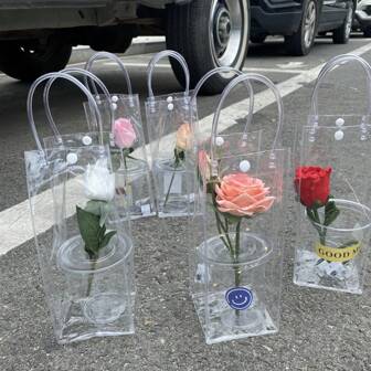 10/20pcs/Pack Reusable Handheld Gift Bags, Transparent Bags With Snap Closure, Suitable For Holiday Parties, Gifting