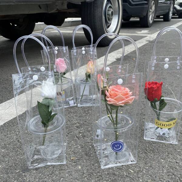 10/20 unidades/pacote de sacolas de presente reutilizáveis, transparentes com fecho de pressão, adequadas para festas de fim de ano, para presentear