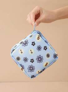 1 件创意简约收纳袋，便携式收纳袋，多功能旅行防水袋 - 大容量，防水，女士收纳袋，化妆品收纳袋，送礼佳品，学生返校旅行必备收纳袋。极简主义风格，防水面料，用于存放卫生巾、护垫和卫生棉条，波西米亚风