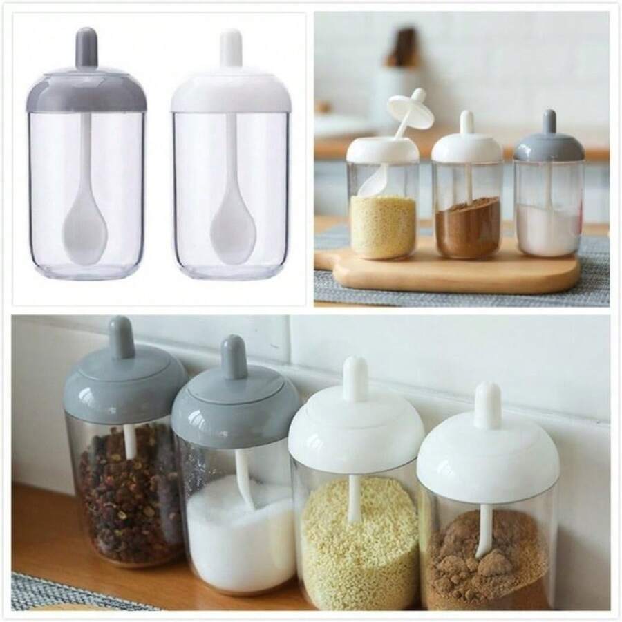 1 件装香料罐塑料香草调味品罐盐储存容器密封盒胡椒调味罐厨房收纳盒 - 彩色 - 查看 1