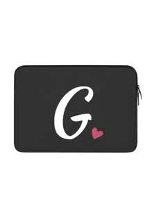 1pc Heart Shaped Pattern And Letter Print Handheld Laptop Bag, Simulated Diving Material Tablet Liner Bag, Apple Ipad Foam Protective Case, Computer Bag - Black - View 28