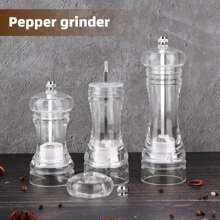 2 Packs Acrylic Salt And Pepper Mill With 2-In-1 Clean Brush, Manual Pepper Mill And Salt Shaker With Adjustable Coarseness And Ceramic Grinding Burr, Used For Pepper, Cumin, Sea Salt, Dry Pepper, Kitchen Gadgets For Home, Restaurant, Camping