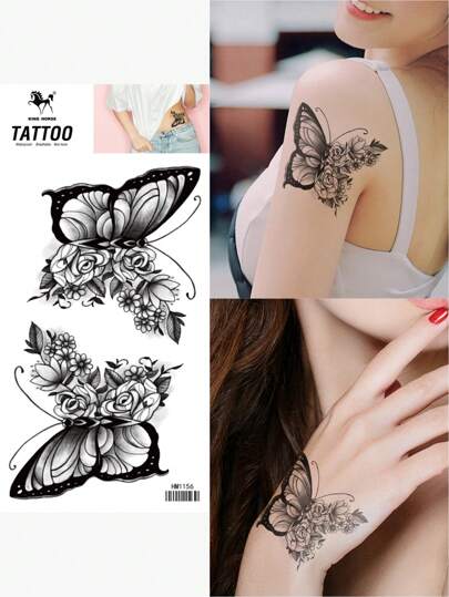KING HORSE 1pc Waterproof Long-Lasting Temporary Butterfly Tattoo Sticker