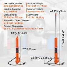 Hydraulic Long Ram Jack, 3 To 8 Ton Engine Hoist Cylinder, With 1 To 2 Piston Pump Or Air Pump And Clevis Base Or Flat Base Hydraulic Ram Cylinder For Engine Lift Hoists Hydraulic Garage Shop Cranes Mechanical Farm - 8 Ton Air Pump Single Piston Pump Clevis Base - 查看 7