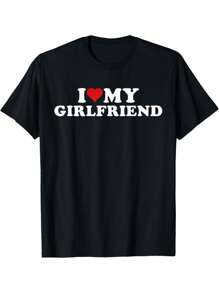 I Love My Hot Girlfriend I Heart My Hot Girlfriend GF T-Shirt - 黑色 - 查看 1