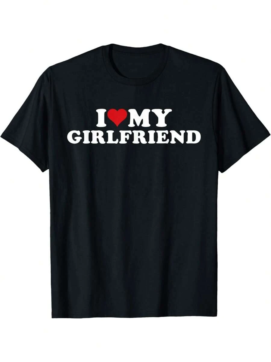 I Love My Hot Girlfriend I Heart My Hot Girlfriend GF T-Shirt - 黑色 - 查看 1