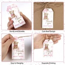 50 chiếc thẻ gấu cảm ơn vì đã ăn mừng cùng chúng tôi - Thẻ gấu mừng em bé chào đời Thẻ quà tặng Nhãn giấy Gói quà Thẻ treo Thẻ cảm ơn cho tiệc cưới, tiệc sinh nhật, tiệc mừng em bé chào đời - Nhiều màu - Xem 5