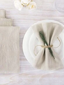 2/6/12 件现代简约优雅米色皱纹纹理餐巾，适用于餐厅、厨房、婚礼派对、餐桌装饰