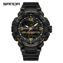 SANDA 男士手表数字石英军用运动腕表顶级品牌奢华多功能闹钟日期星期秒表 EL 灯功能防水电子 LED 原装男士时钟礼物
