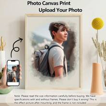 1 pieza Imprimir foto personalizada en lienzo, efecto de arte de tela de dibujos animados de anime personalizados, sube tu foto familiar, retrato familiar, recuerdos de pareja y mascotas, impresión de fotos de regalo de cumpleaños, foto de boda de mascotas