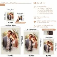 1 pieza Imprimir foto personalizada en lienzo, efecto de arte de tela de dibujos animados de anime personalizados, sube tu foto familiar, retrato familiar, recuerdos de pareja y mascotas, impresión de fotos de regalo de cumpleaños, foto de boda de mascotas