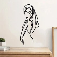 1 Máy Tính Hiện Đại Đường Sắt Nghệ Thuật Trang Trí Tường-Hình Bóng Thời Con Gái-Sử Dụng Trong Nhà/Ngoài Trời-Hoàn Hảo Để Cải Thiện Ngôi Nhà - màu đen - Xem 2