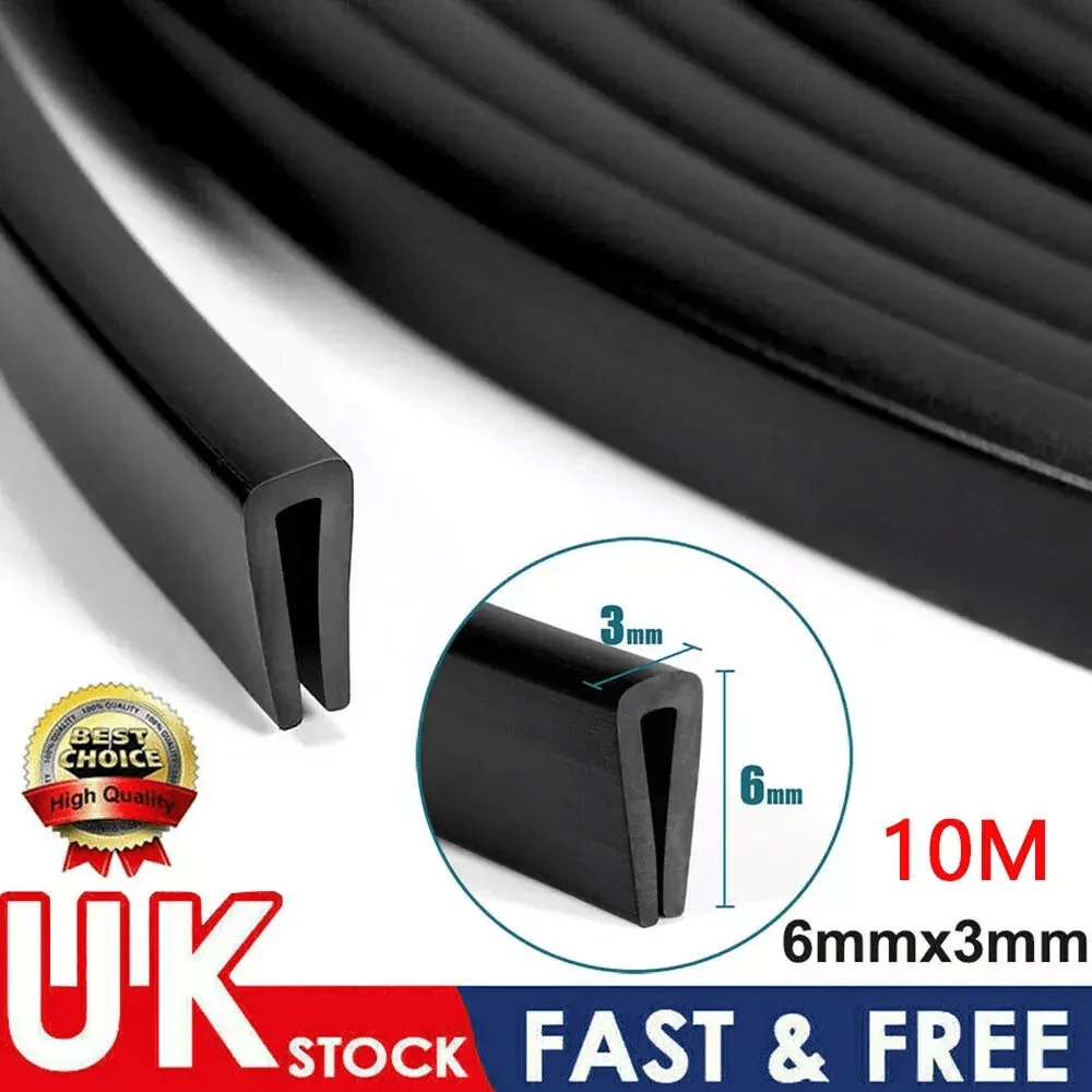 10M Car Door Boot Edge Protector Strip Trim U Shape Guard Seal Rubber Black - Black - View 1
