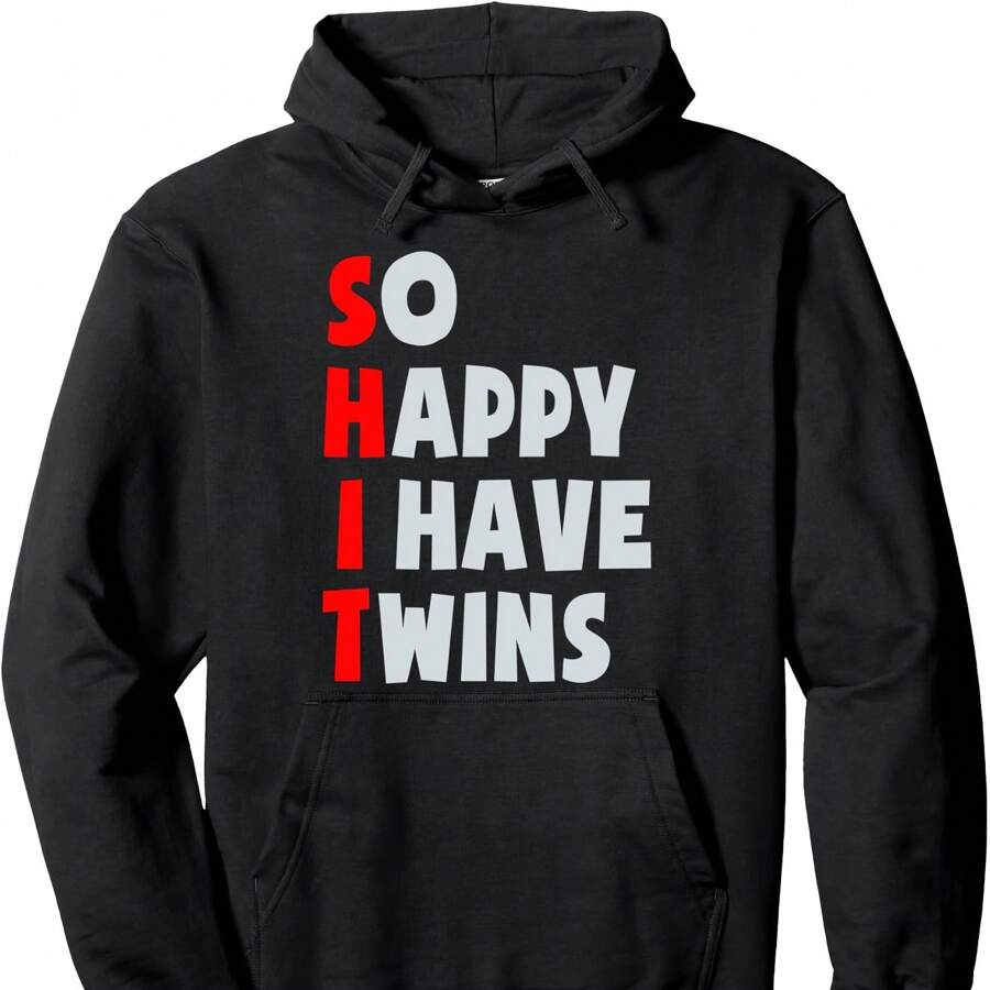 So Happy I Have Twins Funny Parent Twin Mom Dad Mothers Day Pullover Hoodie - Black - View 1