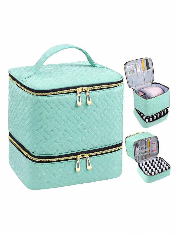 1 pieza Estuche de cosméticos, bolsa de cosméticos, neceser, bolsa de almacenamiento de cosméticos, bolsa de almacenamiento de maquillaje, bolsa de herramientas de maquillaje de gran capacidad y multiuso, portátil, adecuada para dormitorios universitarios, acolchada, de moda, regalo para mamá, para chicas, artículos necesarios para el dormitorio - Multicolor - Añade 15