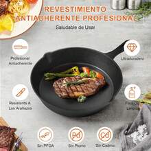 Chugod Sartenes De Hierro Fundido, Juego de 5 Sartenes Antiadherente Freír, Sarten Hierro Fundido, Multifuncional Sartén para Freír, 5 Piece Chef Set - 10cm, 14cm, 16cm, 20cm, 26cm - 1 - Ver 8