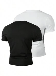 Men's 2-Piece Sports T-Shirt, Men's Functional Shirt, Quick-Drying Breathable Training Shirt, Fitness Running Shirt, Summer Casual Comfort Shirt