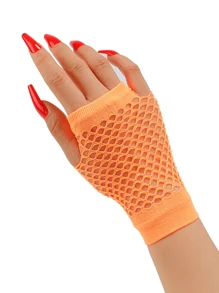 Women's Short Fingerless Fishnet Gloves, Gothic 80s Aesthetic Accessory Halloween