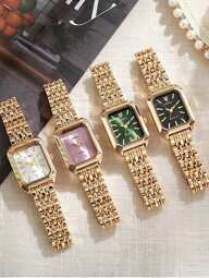 1 Stück Damen Uhr Kombination, klassische Mode mit fünf Lünetten Armbanduhr, quadratische Damen Mode Uhr, geeignet für täglichen Gebrauch und als Geschenk
