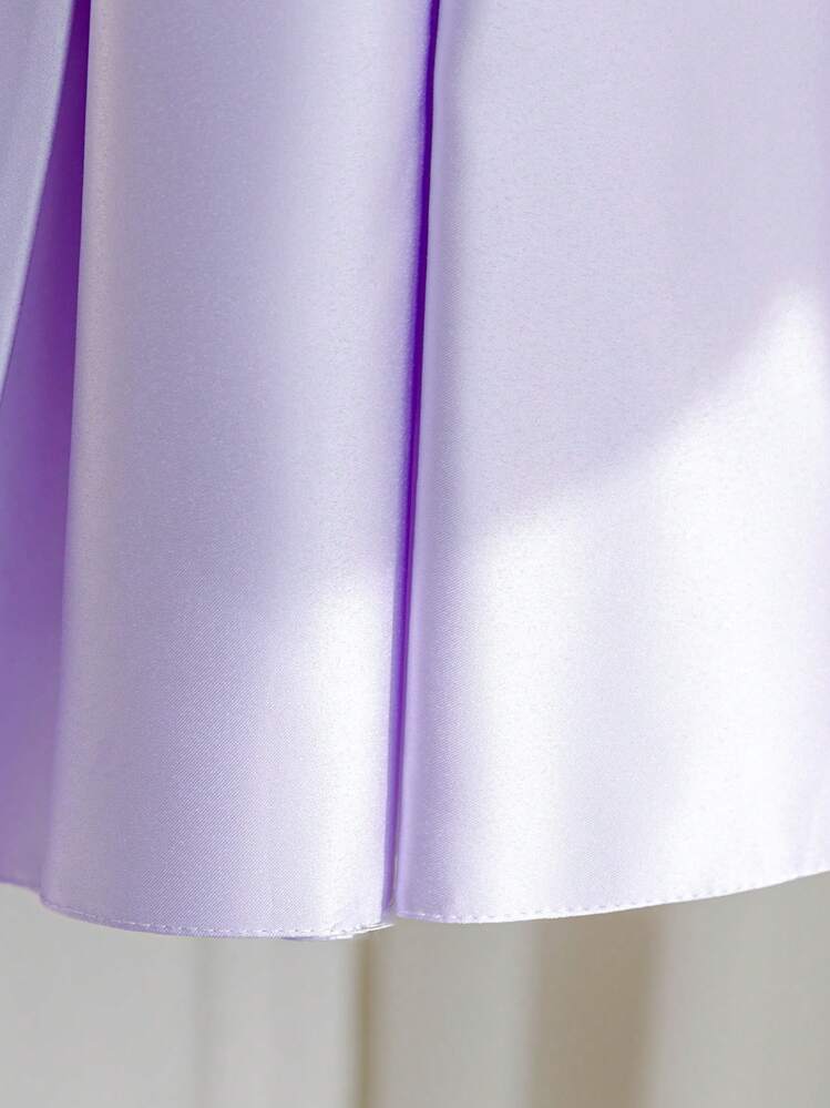 Young Girl Purple Sleeveless Princess Dress For Girls, Flower Girl Dress For Wedding, Birthday Party, Formal Occasion - Purple - View 6