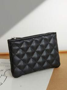 Rhombus Pattern Girl's Coin Purse, PU Leather Short Wallet Large Capacity Card Case, Cute Fresh Coin Pouch, Clutch Organizer - Multicolor - View 2