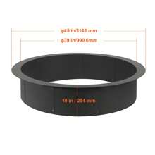 SKYSHALO Fire Pit Ring, 35-45-Inch Outer/30-39-Inch Inner Diameter, 8.5 Or 10inch Height Round, Square Or With Barbecue Fire Pit Insert, Carbon Steel Liner DIY Campfire Ring Above Or In-Ground, For Outdoor Camping, Bonfires