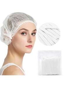 100 peças de toucas descartáveis não tecidas, rede de cabelo para salão de beleza, spa, catering e ambiente de trabalho sem poeira